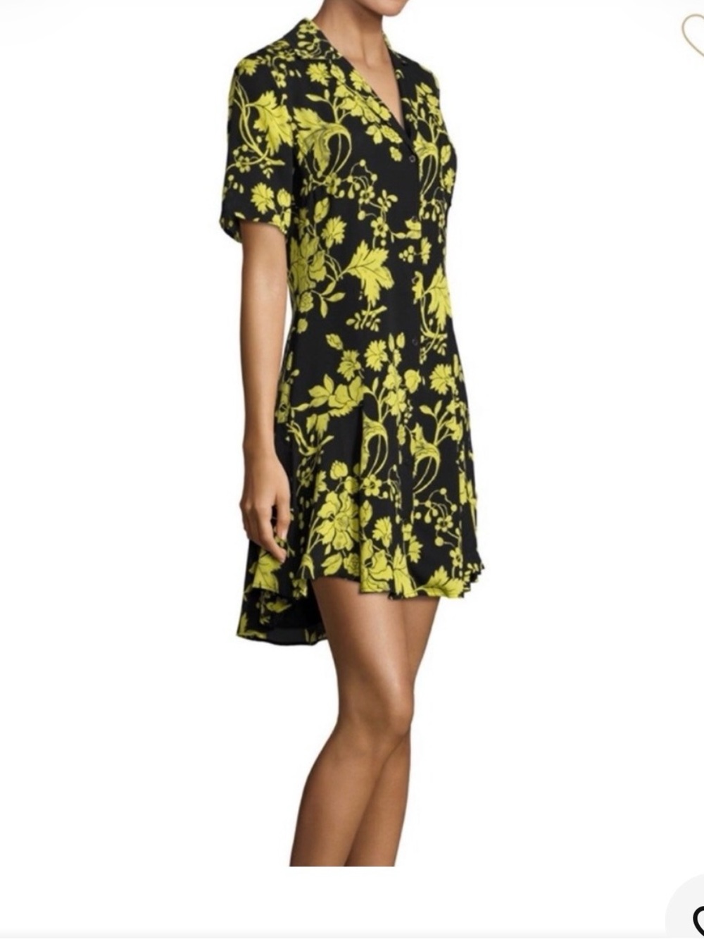 A.L.C. 100% Silk Kayden Floral Button Front Mini Shirt Dress - Size 8.
